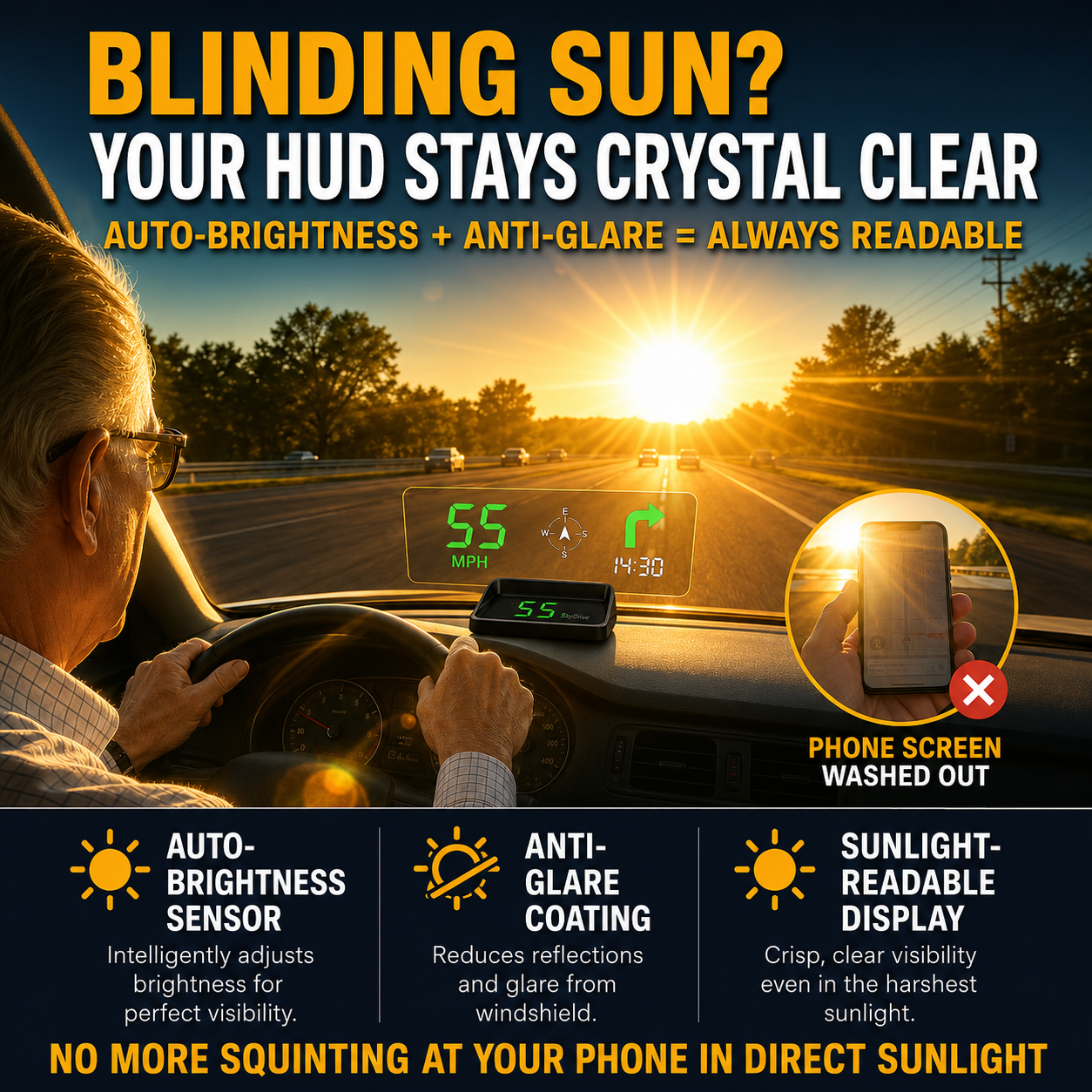 👑Head-Up Display (HUD) Car GPS Digital Speedometer