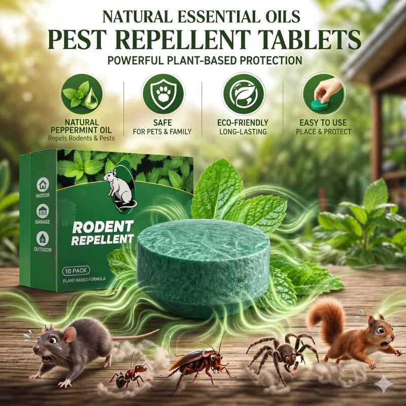 🦟 70% OFF NOW!🔇 🟢 Natural Peppermint Rodent Repellent Tablets – 10 Pack