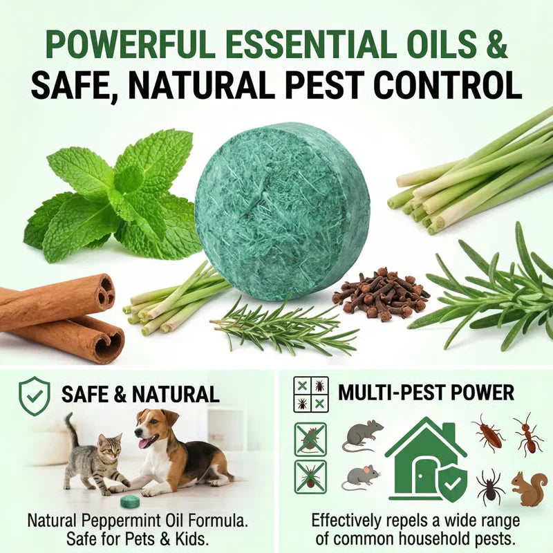 🦟 70% OFF NOW!🔇 🟢 Natural Peppermint Rodent Repellent Tablets – 10 Pack