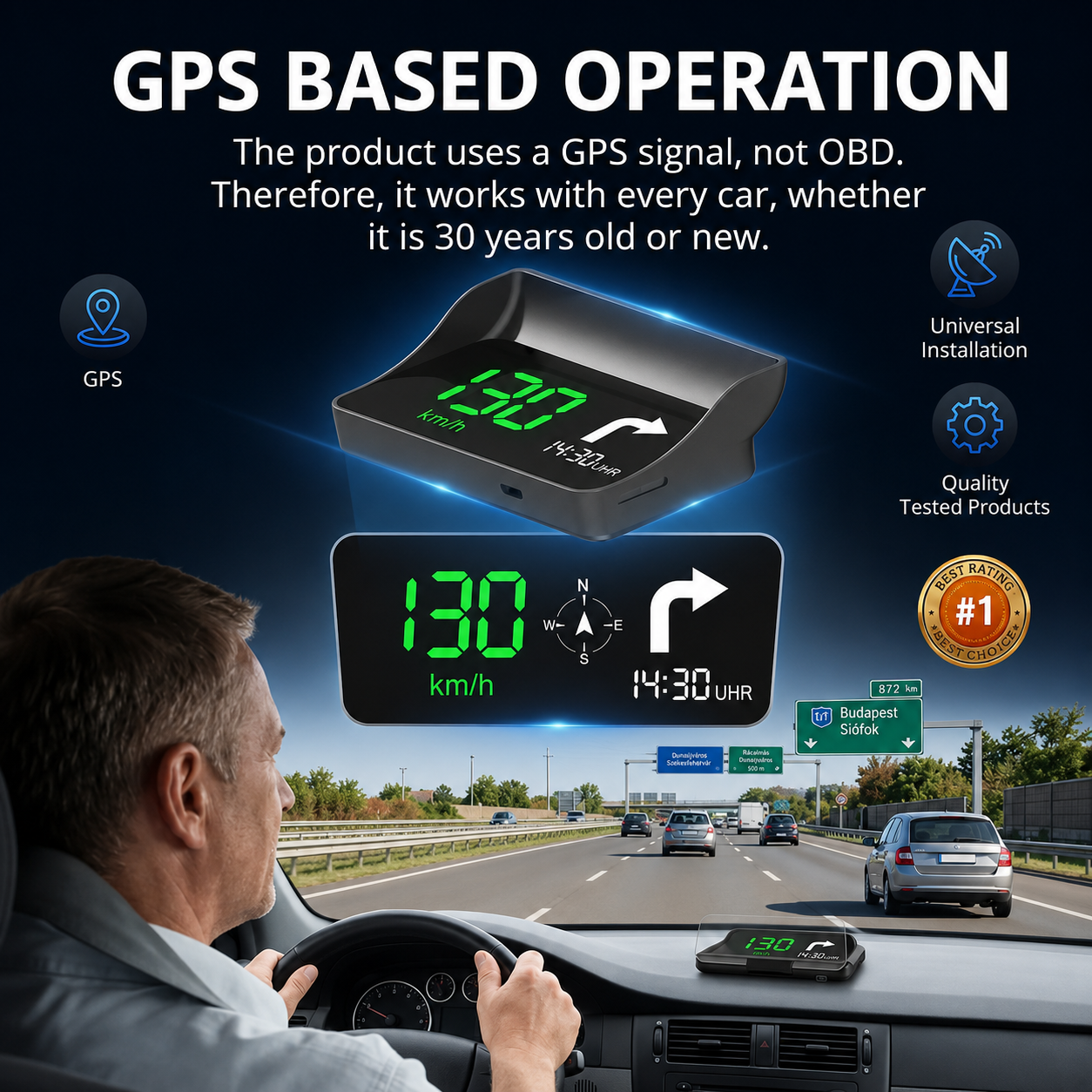 👑Head-Up Display (HUD) Car GPS Digital Speedometer