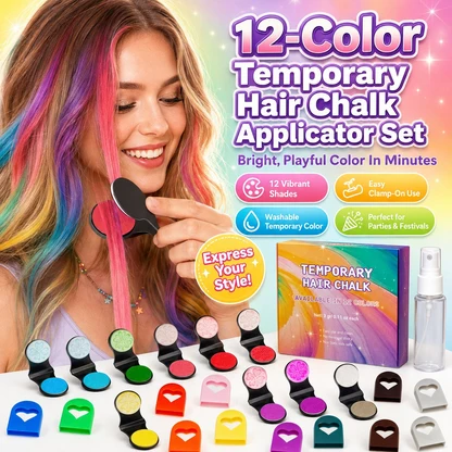 🎨12-Color Temporary Hair Chalk Set for Kids & Teens