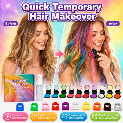 🎨12-Color Temporary Hair Chalk Set for Kids & Teens